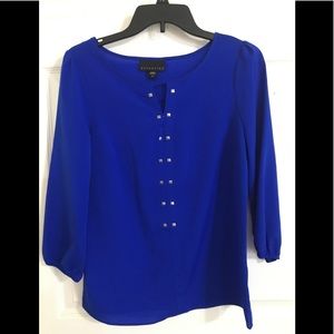 Attention Royal Blue Tunic Blouse Silver Detail